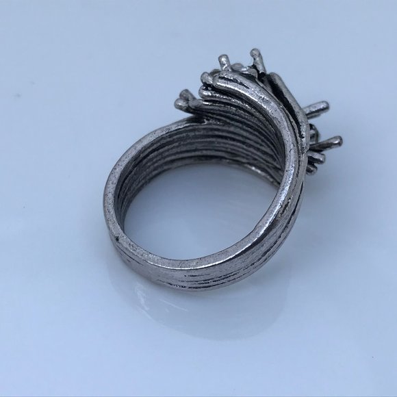 Women Ring Pink Gemstone Silver Tone Wedding Band - Picture 5 of 13